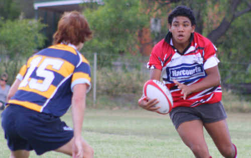 QUICK STEP: A Colts player looks to get onto the front foot against Central Highlands. sw-061110-023 QUICK STEP: A Colts player looks to get onto the front foot against Central Highlands. sw-061110-023